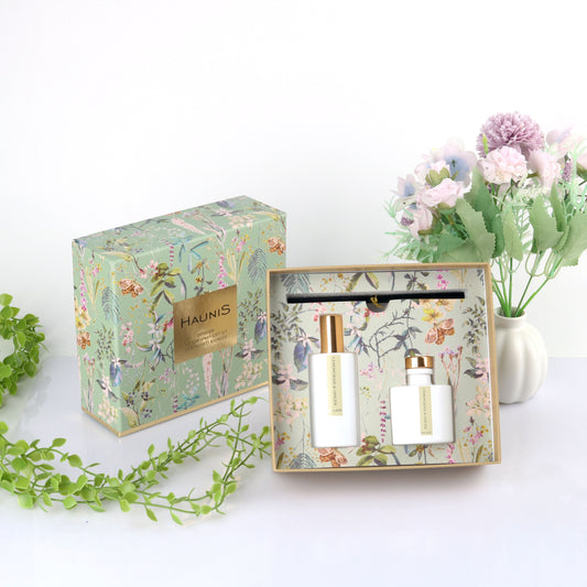 HAUNIS 2 PIECE GIFT SET LEMON & GINGER DIFFUSER & ROOM SPRAY