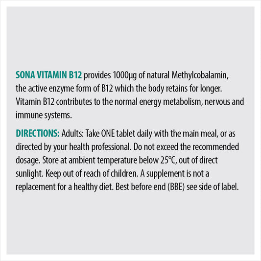 Sona Vitamin B12 - Methylcobalamin 500ug