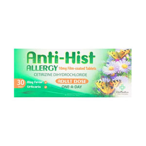 Anti-Hist Allergy Cetirizine 10mg Tablets 30 Pack Anti-Hist Allergy Cetirizine 10mg Tablets 30 Pack