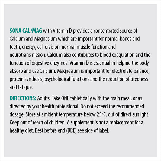 Sona Cal / Mag - Calcium and Magnesium Tablets with Vitamin D3