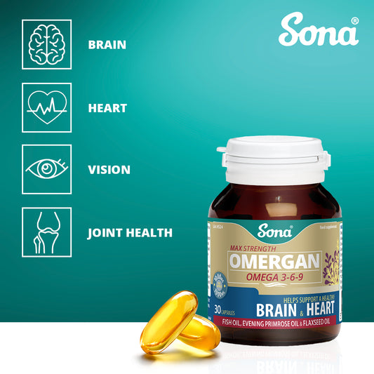 Sona Omergan - Omega 3-6-9 Max Strength Fish Oil (30 / 90 Capsules