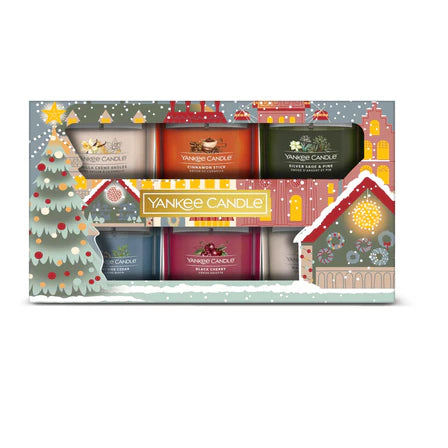 Yankee Candle PASSPORT TO HOLIDAYS FESTIVE - 6 FILLED GLASS VOTIVES